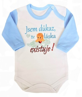 Dětské body s nápisem “Jsem důkaz, že láska existuje!”